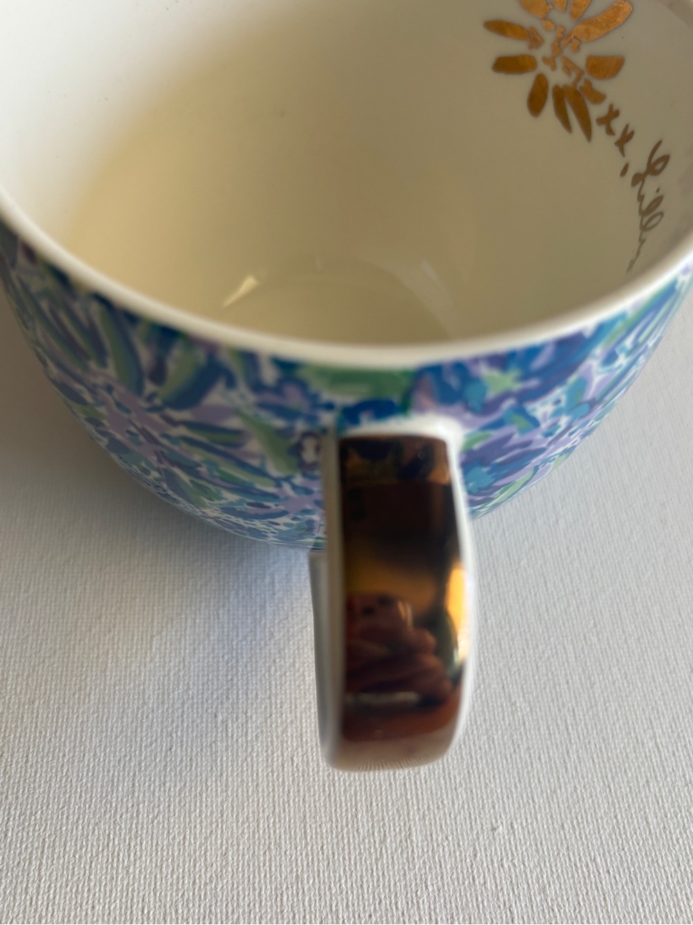 2 Lilly Pulitzer Blue Green Floral Ceramic Coffee Mug - Picture 2 of 6